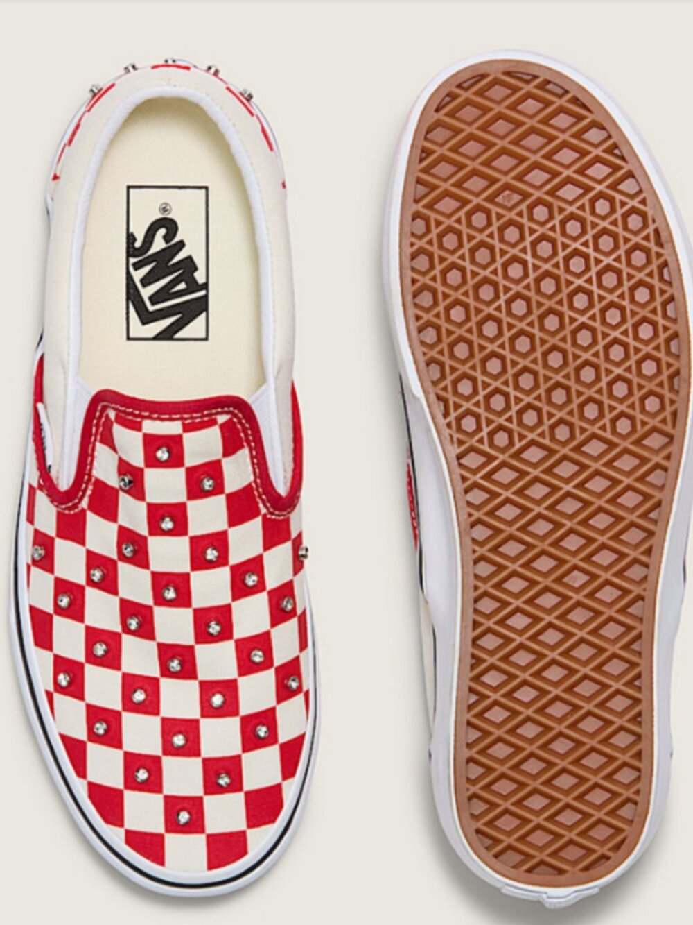 VANS Classic Slip-On Checkerboard Rhinestone Women's Shoes